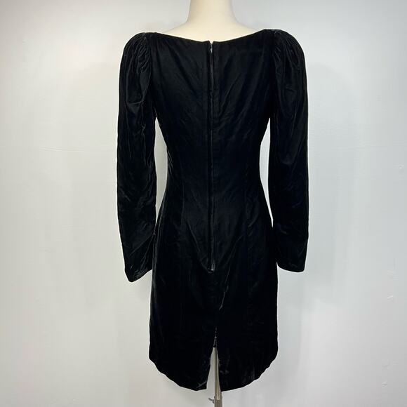 Vintage Gunne Sax Jessica McClintock Dark Romantic Whimsigoth Black Velvet Dress - Picture 3 of 16